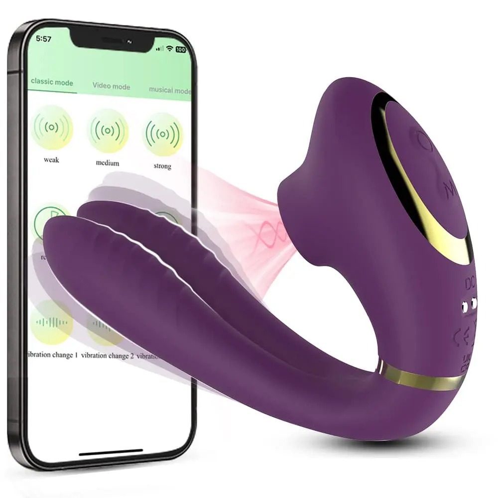 Clitoral suction vibrator with a bendable silicone arm and a suction nozzle