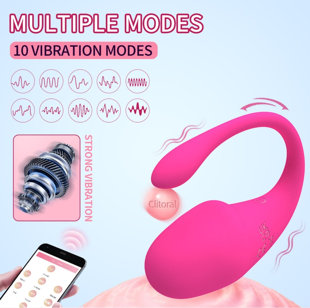 App Controlled Wearable Couples Vibrator – 10 Modes, U-Shape