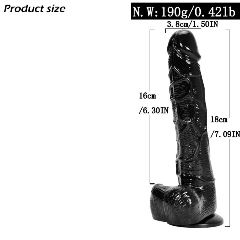Black Realistic Dildo – 16 cm Bendable with Suction Base — image 3