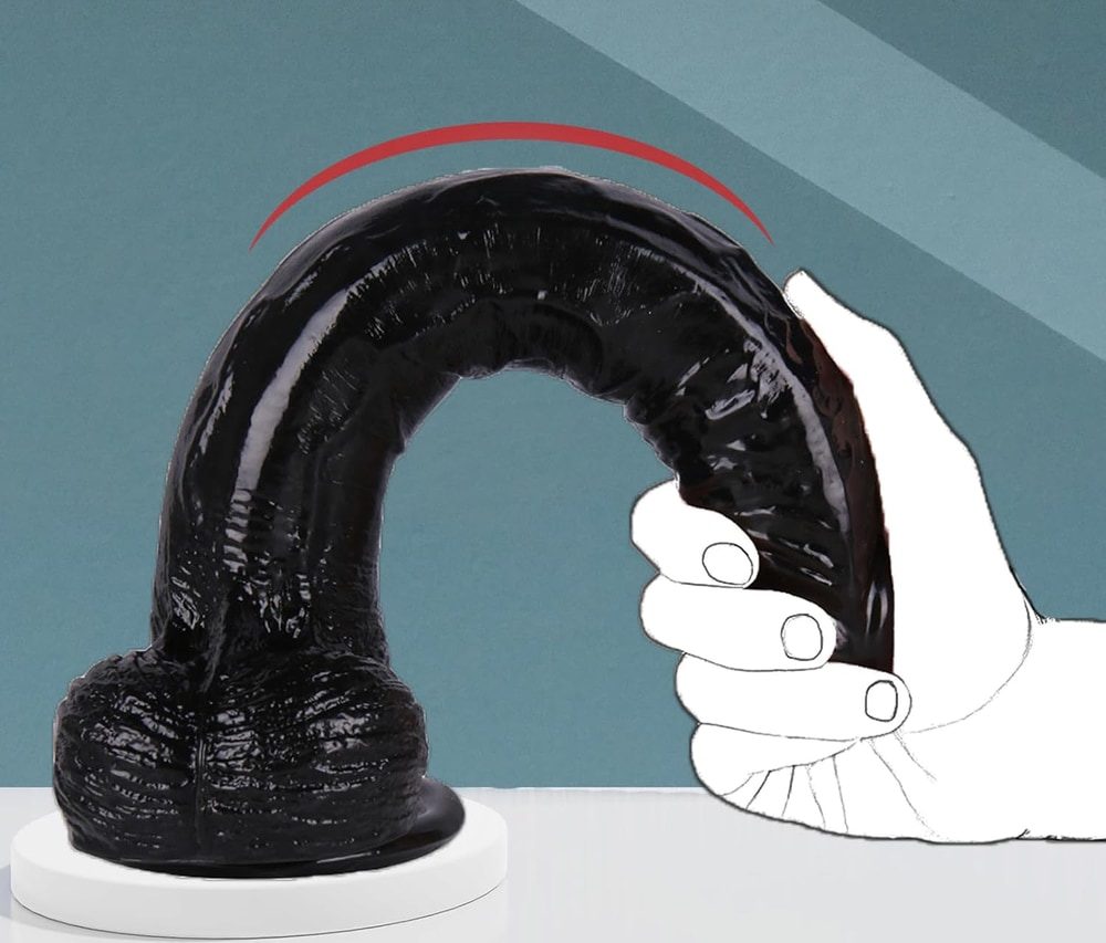 Black Realistic Dildo – 16 cm Bendable with Suction Base — image 4