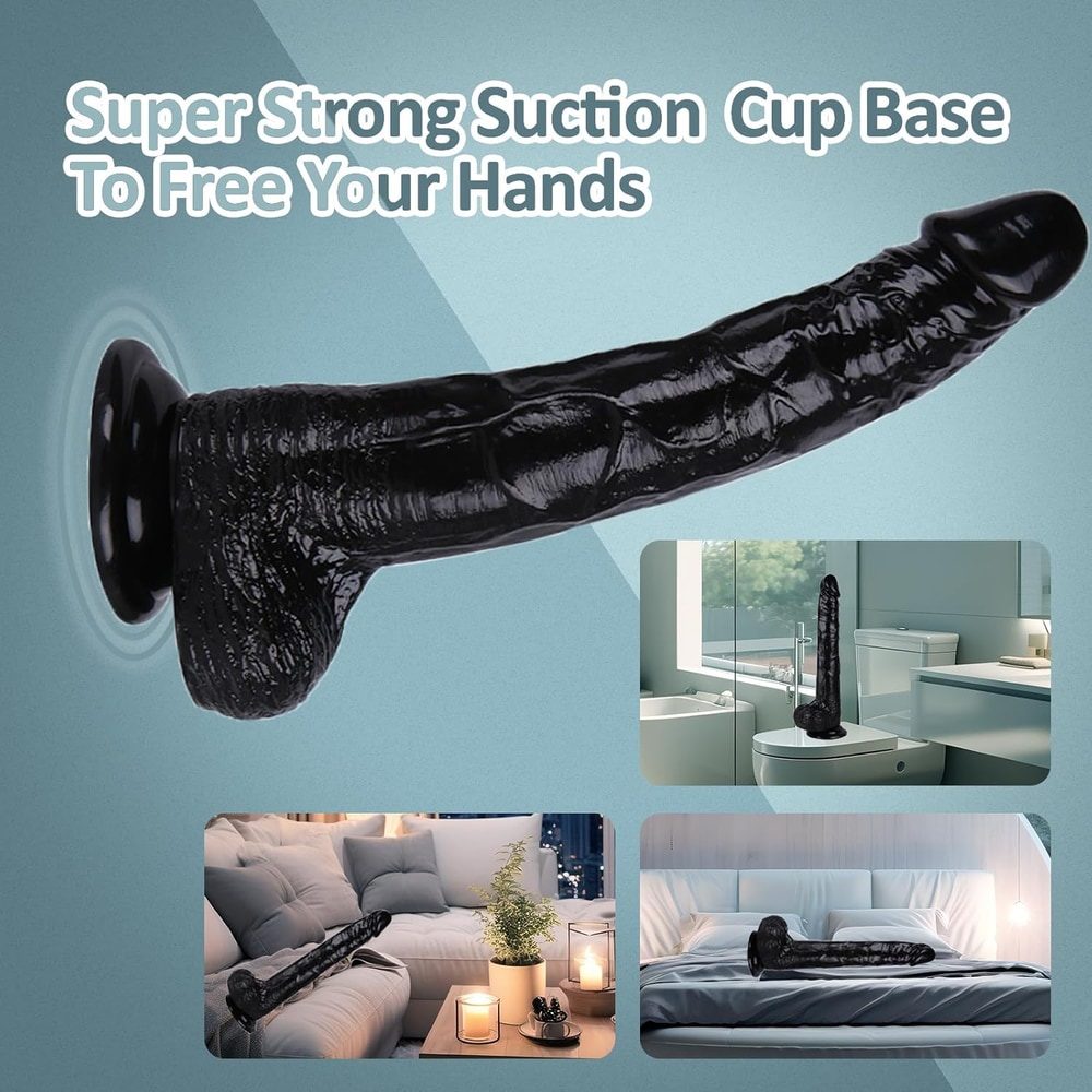 Black Realistic Dildo – 16 cm Bendable with Suction Base — image 6