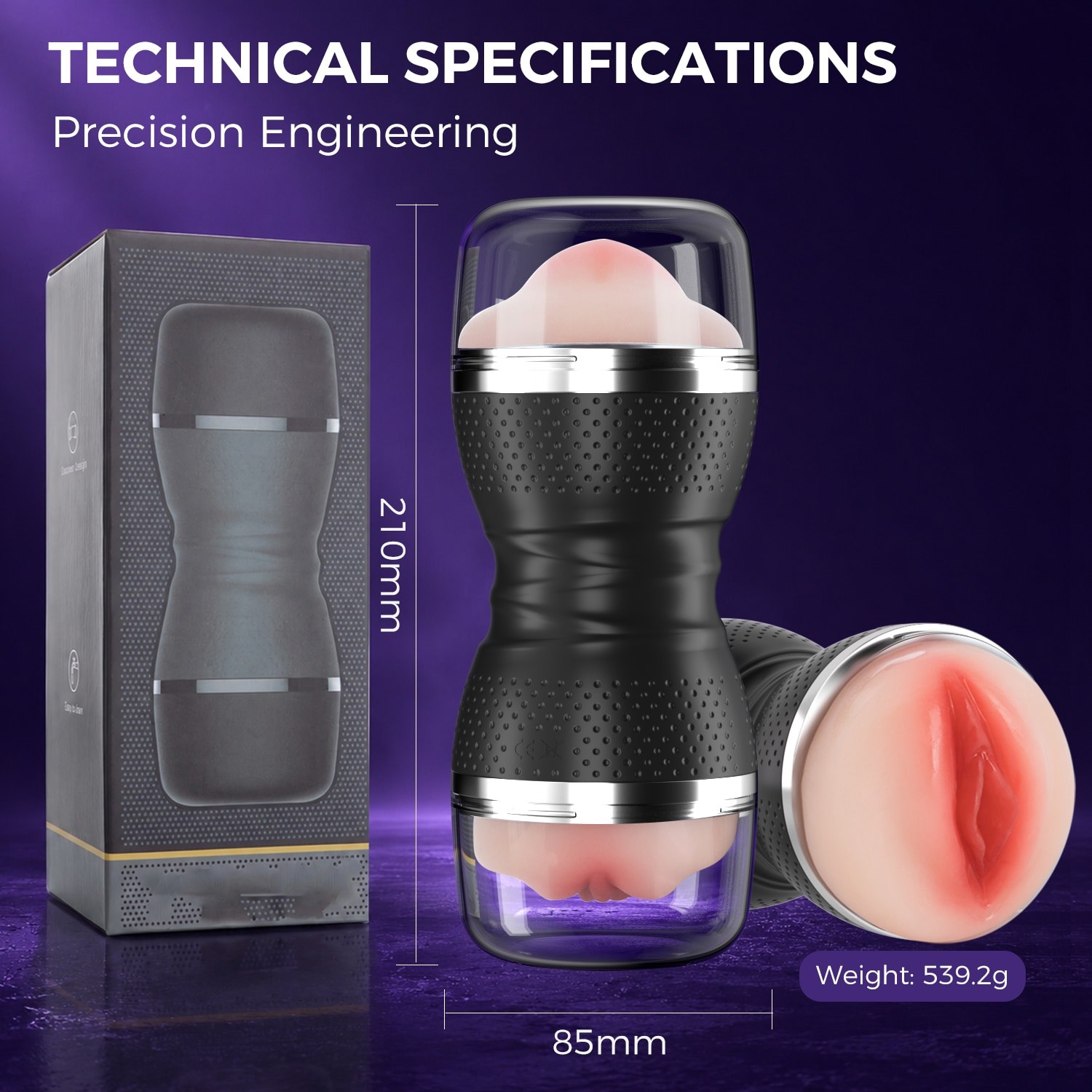 Dual-End Masturbator – 21 cm, Dual Opening — image 11