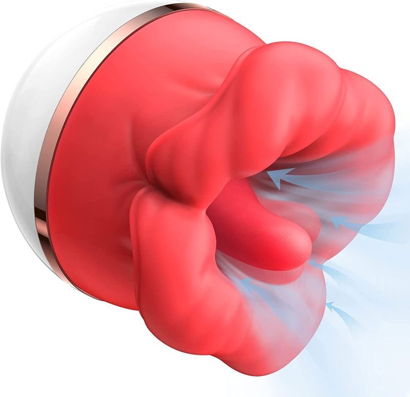 Rose vibrator detail showing soft silicone lips and body