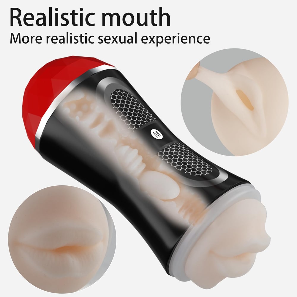 Realistic Mouth Masturbator Cup – 7.1 in Hard-Shell Stroker — image 7