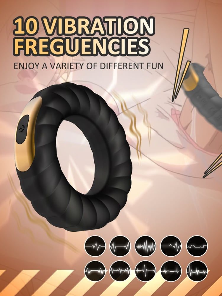 Ribbed Vibrating Cock Ring – 10 Frequency Magnetic Charging Penis Ring — image 3