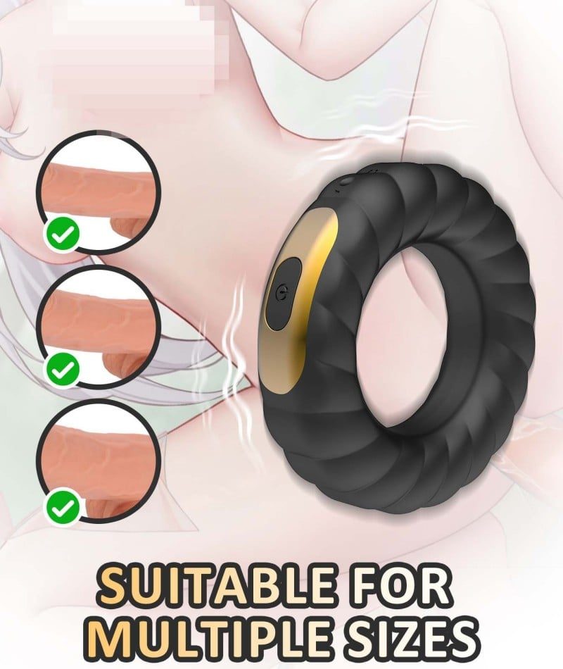 Ribbed Vibrating Cock Ring – 10 Frequency Magnetic Charging Penis Ring — image 4