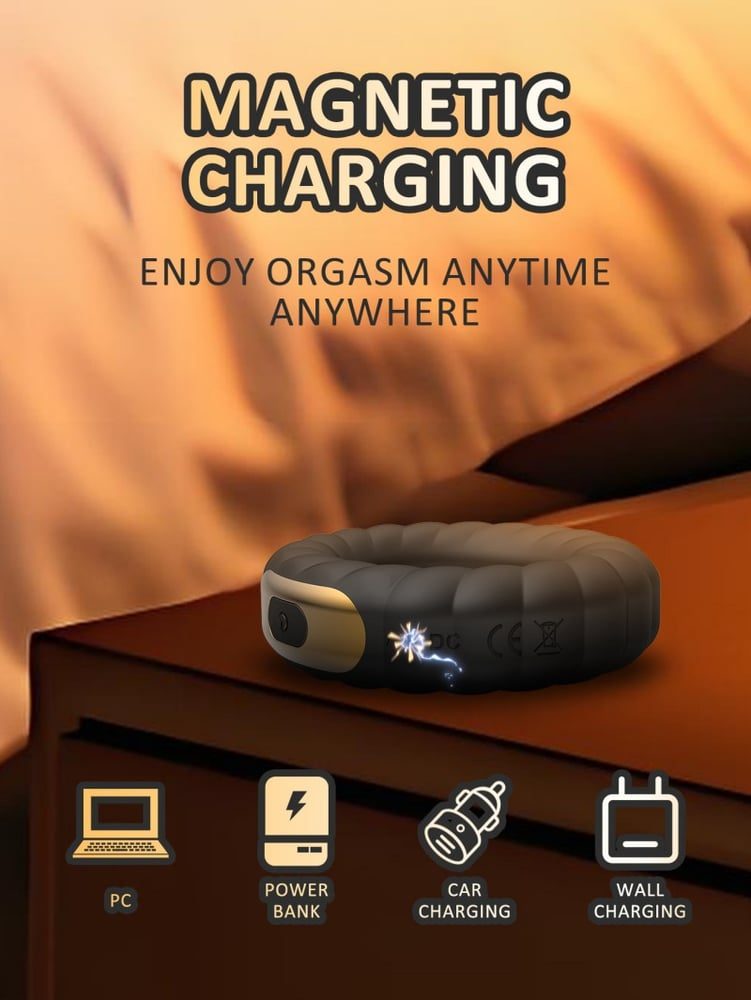 Ribbed Vibrating Cock Ring – 10 Frequency Magnetic Charging Penis Ring — image 5