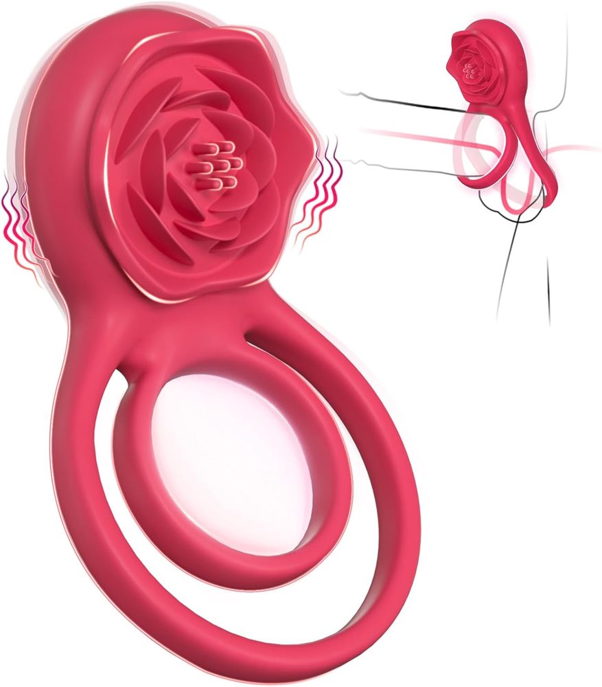 Rose Vibrating Cock Ring – Dual Loop Couples Toy