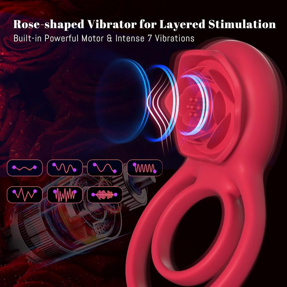 Rose Vibrating Cock Ring – Dual Loop Couples Toy — image 2