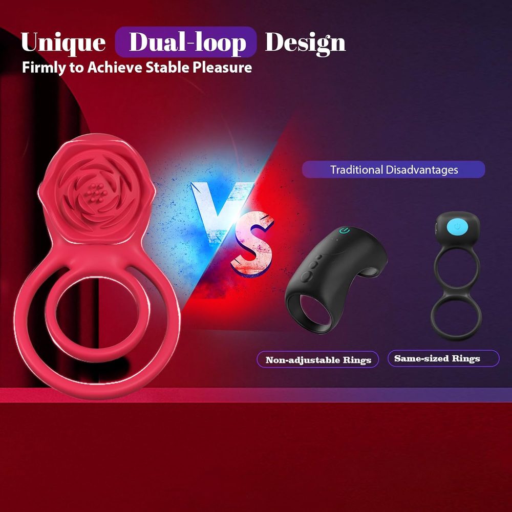 Rose Vibrating Cock Ring – Dual Loop Couples Toy — image 5