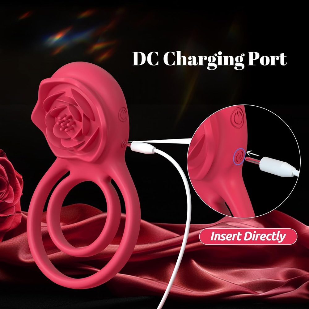 Rose Vibrating Cock Ring – Dual Loop Couples Toy — image 6