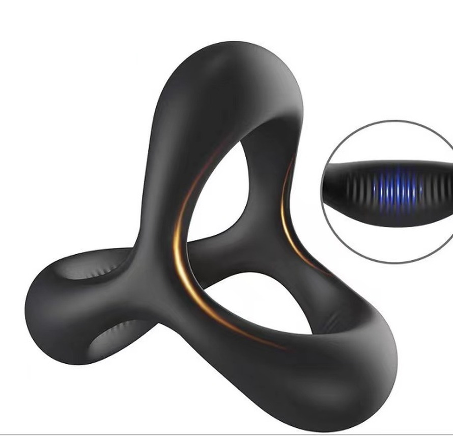 Three-Arm Cock Ring – Ribbed Dual Loop, No Motor