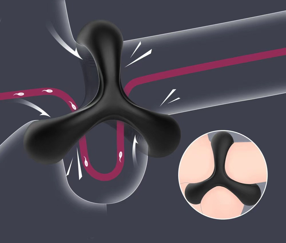 Three-Arm Cock Ring – Ribbed Dual Loop, No Motor — image 2