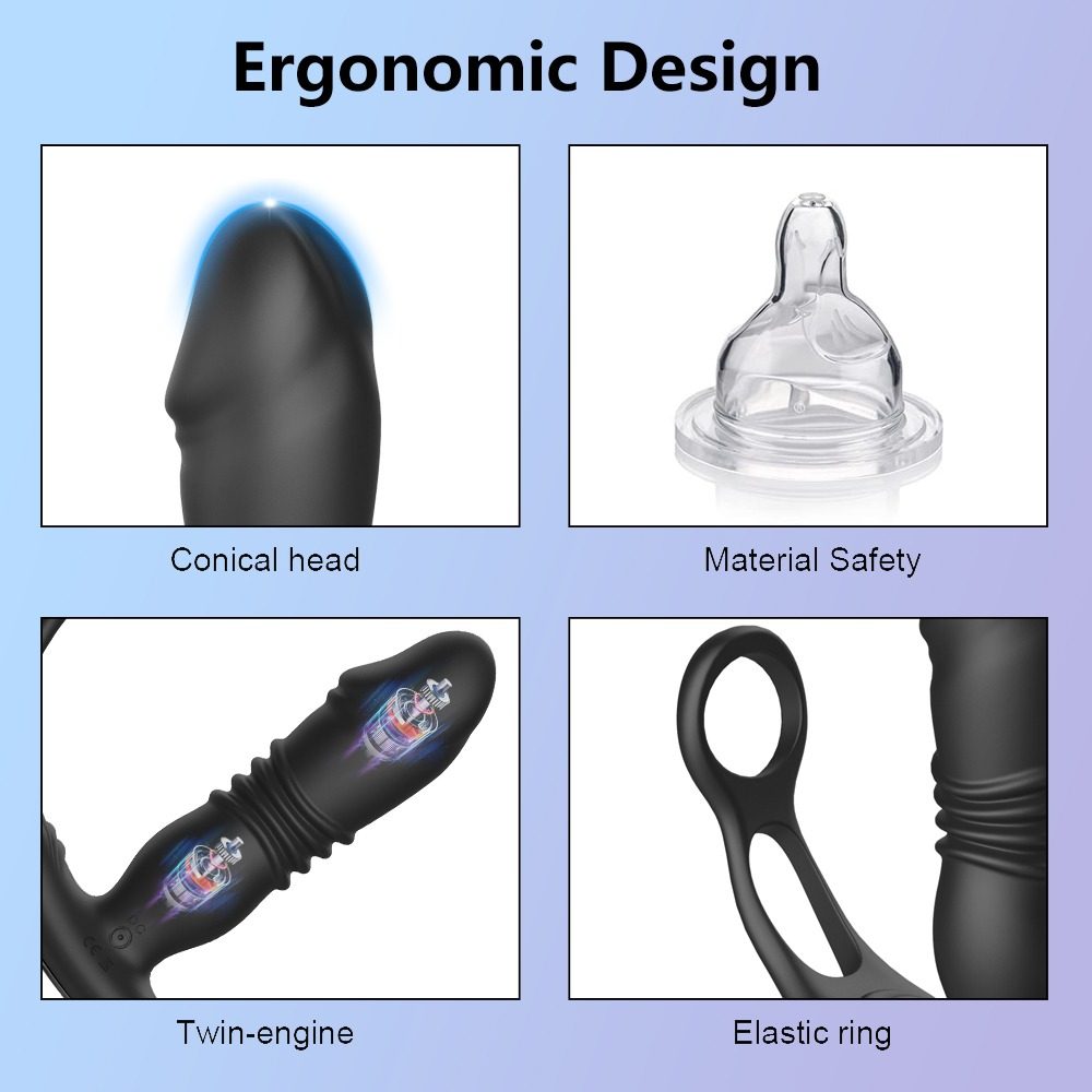 Thrusting Anal Vibrator – Dual Ring Base — image 4