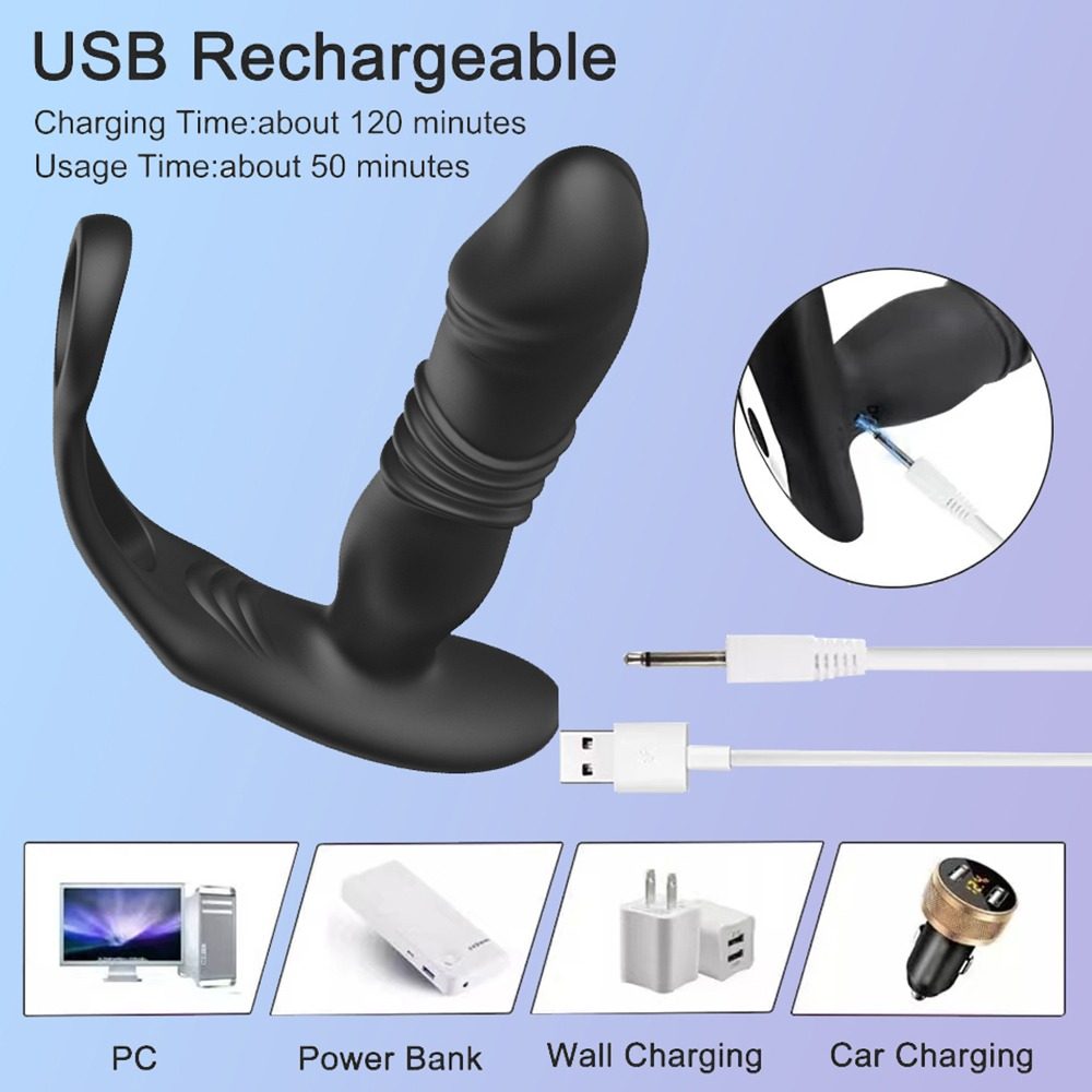 Thrusting Anal Vibrator – Dual Ring Base — image 7
