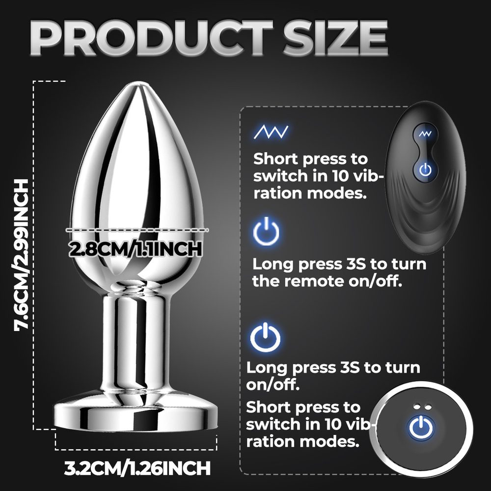 Vibrating Metal Anal Plug – Remote Control — image 3